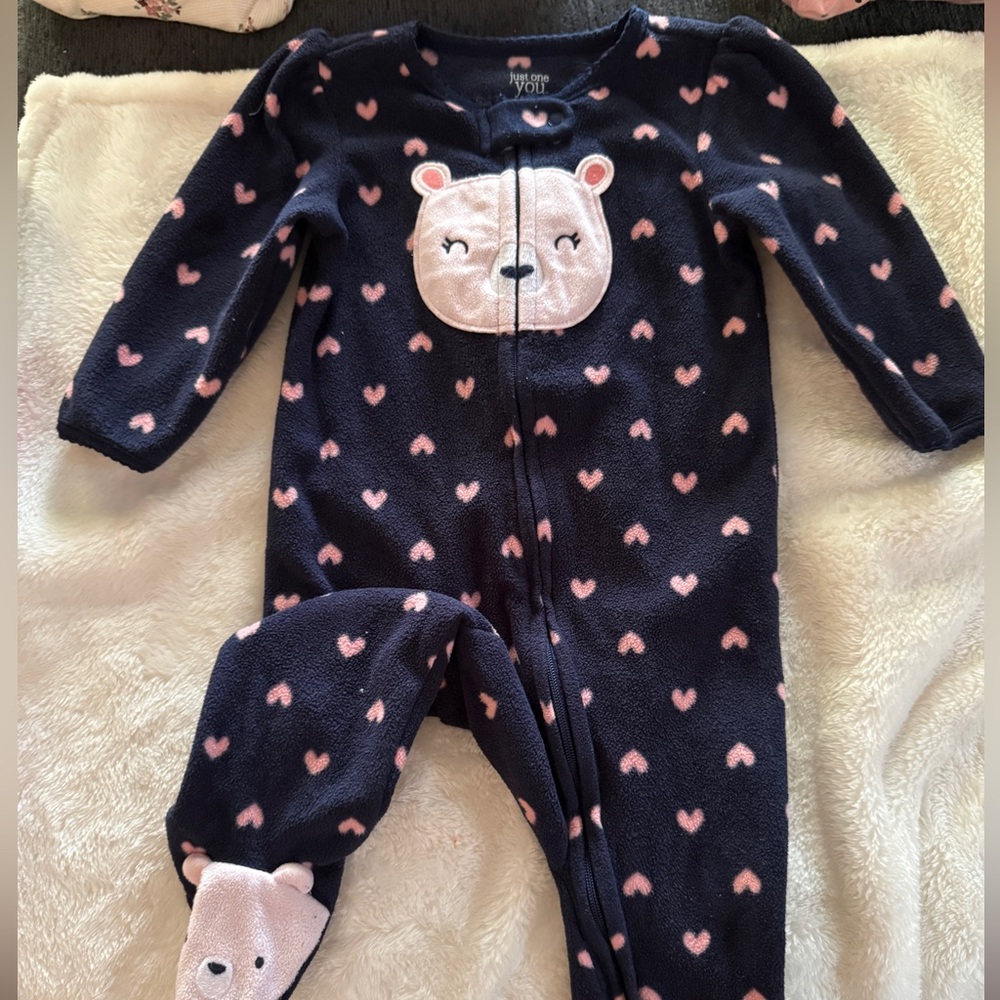Carter's Navy and Pink Heart pajamas